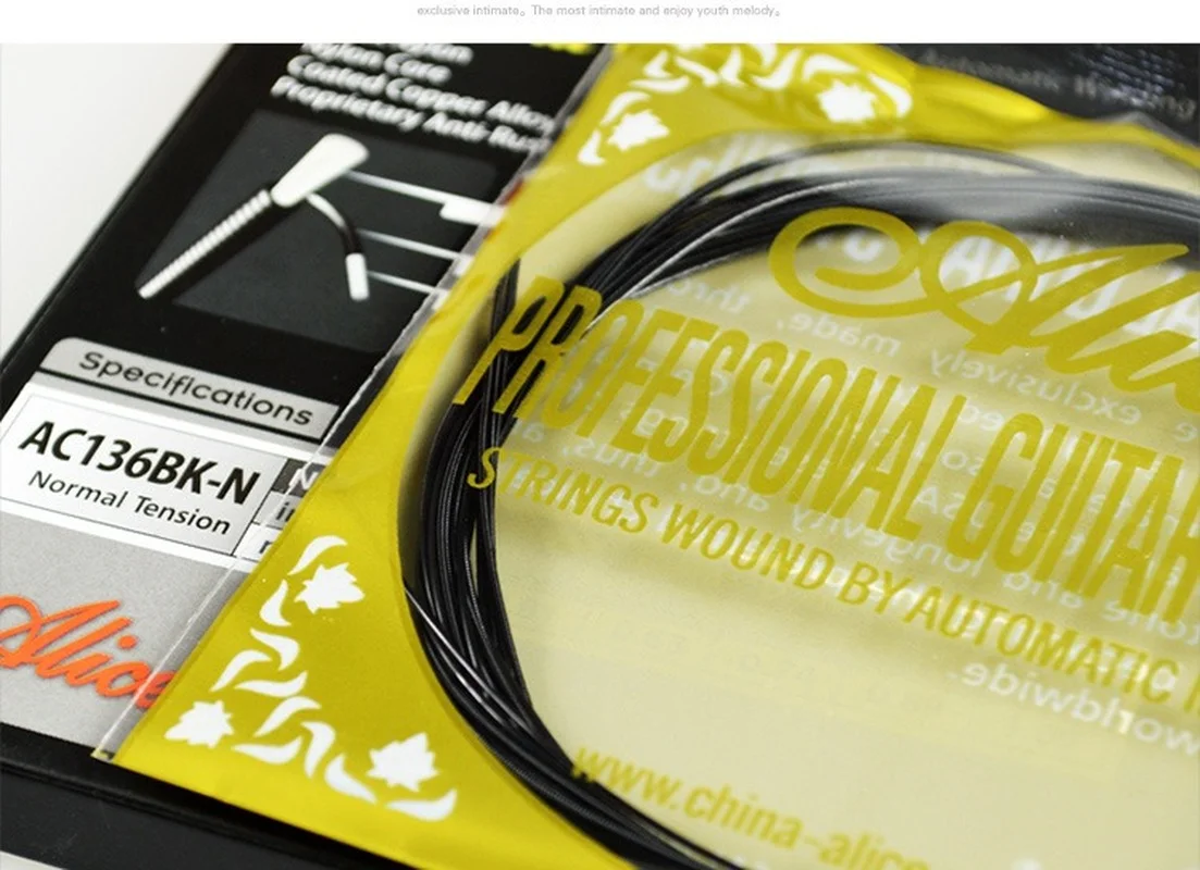 3 Sets of  AC136BK-N/H Classical Guitar Strings Crystal Nylon Strings Black-Plated Copper Wound 1st-6th Strings