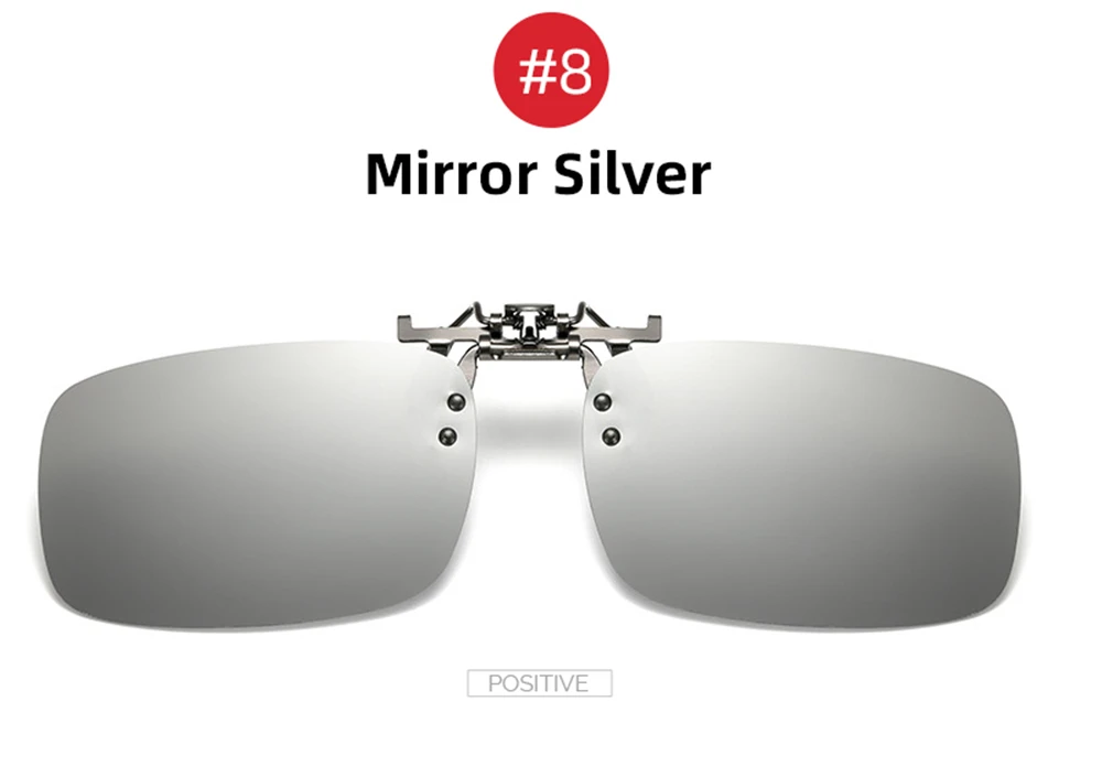 VIVIBEE Spiegel Blau Flip Up Clip auf Sonnenbrille Angeln Männer Quadratische Polarisierte Linse Metall Nachtsicht Fahren UV400 Frauen Gläser – Detail 16