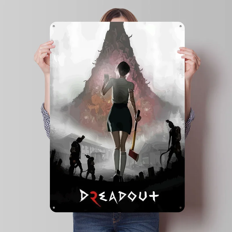 

DreadOut Game Cover Art Poster Customized Vintage Metal Signs Wall Art Retro Tin Plaque for Home and Decoration Gaming House
