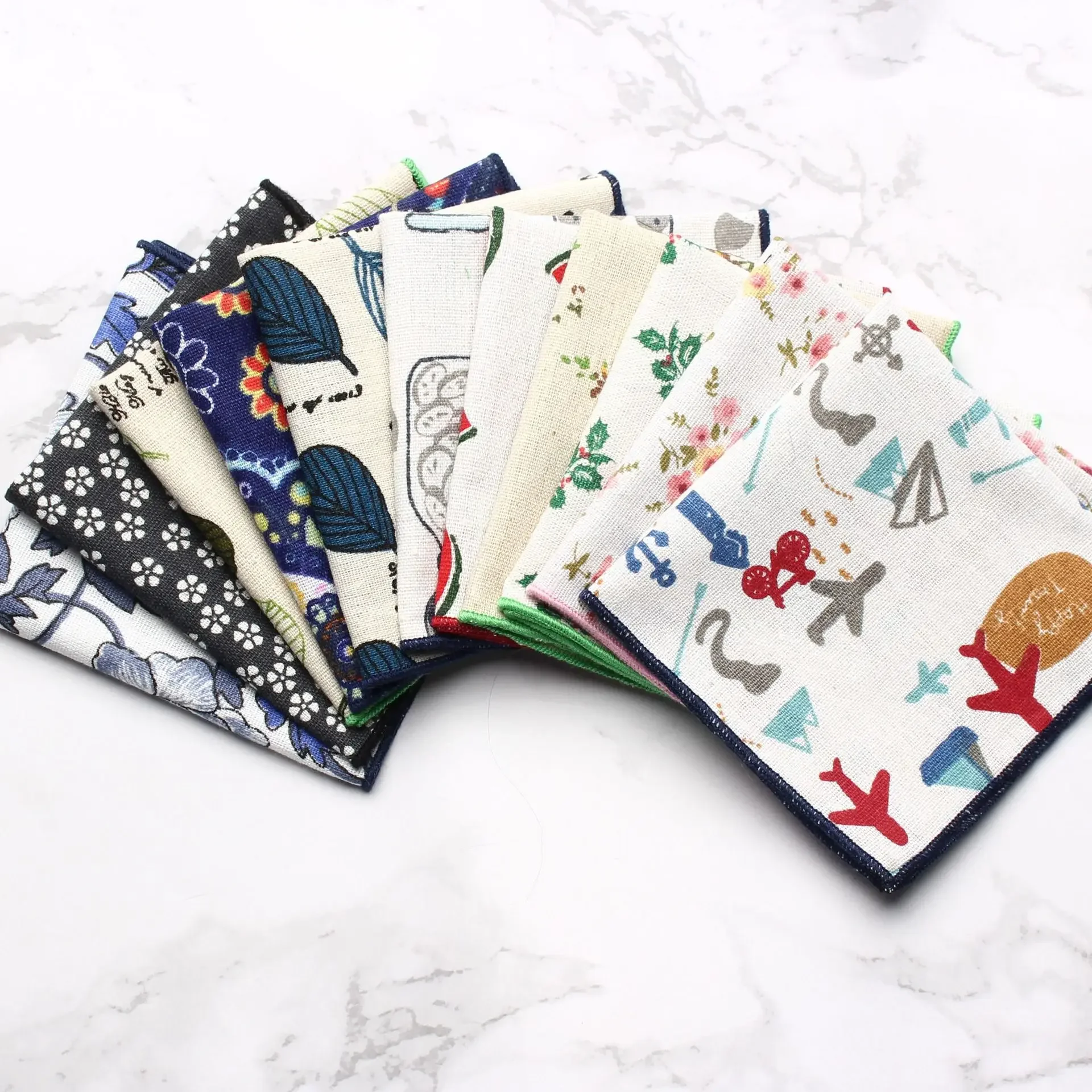 الملونة الأزهار منديل القطن Hankie 24 سنتيمتر النساء والرجال عادية حفلة جيب مربع هدية سهرة ربطة القوس فيونكة الإكسسوار