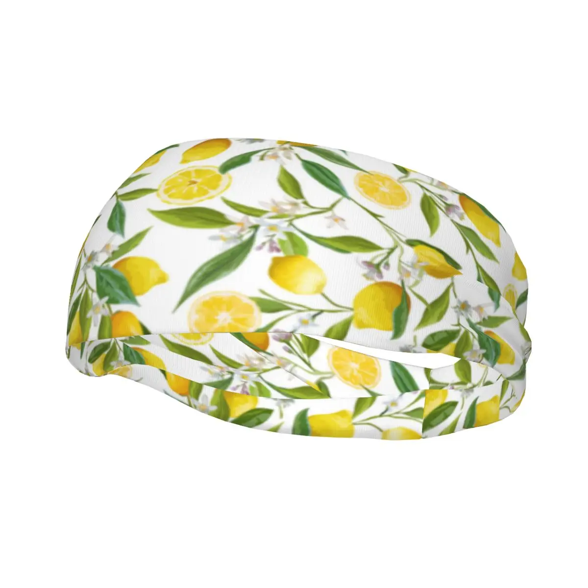 Fruits Lemon Floral Pattern Elastic Hair Band Yoga Headband Makeup Hair Hoop Headwrap