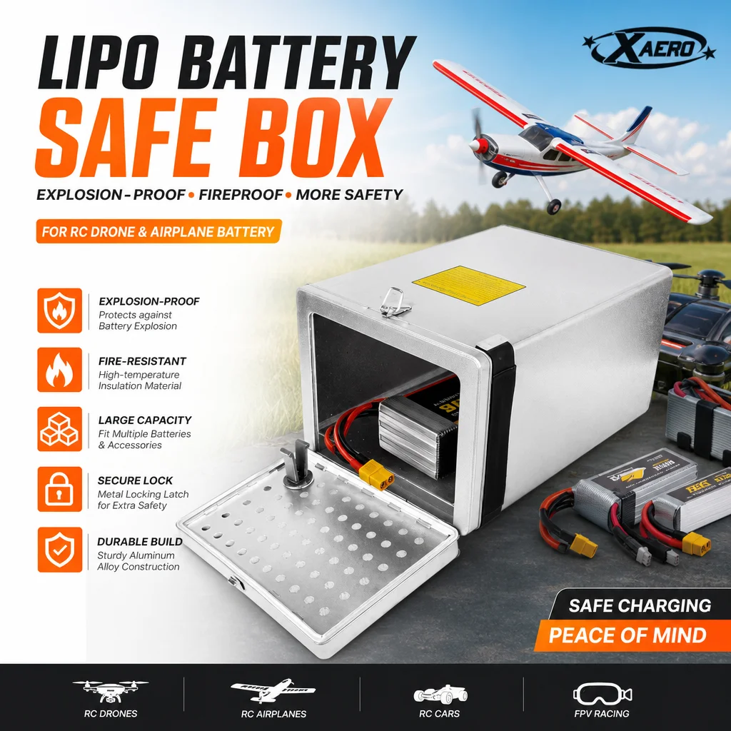 Medium/Large Size BAT-SAFE LIPO BOX Lithium Battery Explosion Proof Safe Fireproof Container for RC Drone Airplane Model Battery