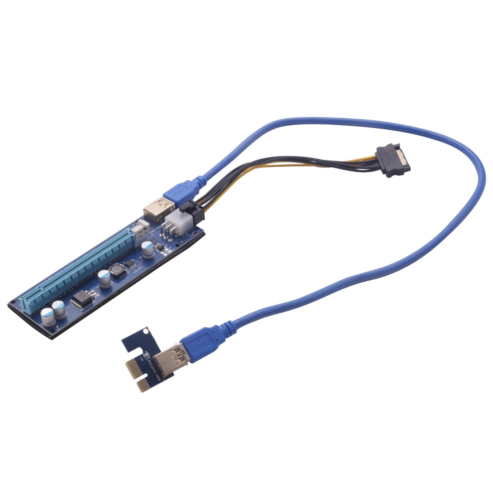 

6Pcs VER009S USB 3.0 PCI-E Riser Express 1X 4X 8X 16X Extender Riser Adapter Card SATA 15Pin To 6 Pin Power Cable