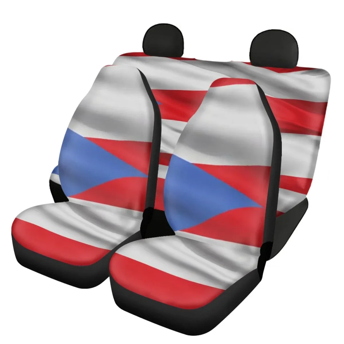 Interior Accessories Set of 4 Car Front Rear Seat Covers Flag of Puerto Rico Design Universal Fit SUV Van Car Seat Protect Cover