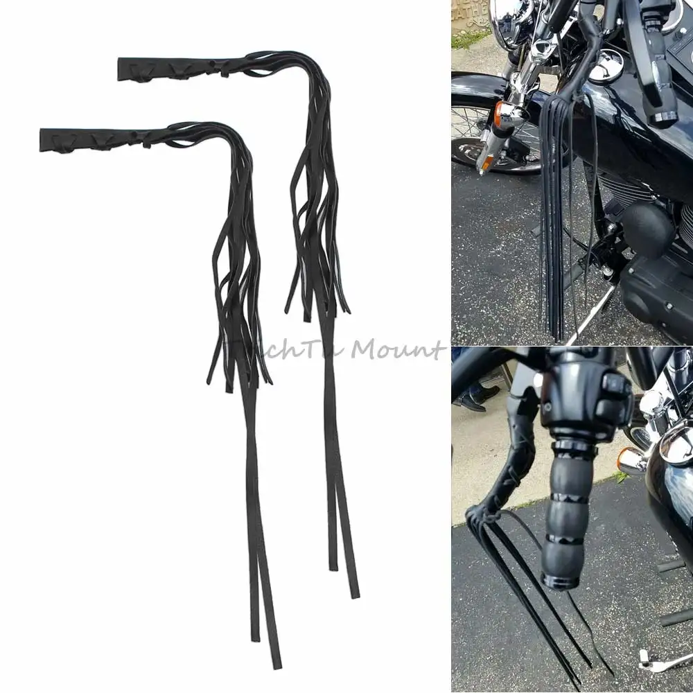 

2 Pcs Universal Motorcycle Clutch Fringe Tassels PU Hand Control Brake Lever Covers For Harley Honda Yamaha Bobber Suzuki, Black