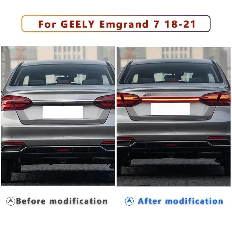 LED Trunk Lid Through Tail Light For GEELY Emgrand 2018 2019 2020 2021 Modified Rear Reflector Third Brake Turn Signal Lamp