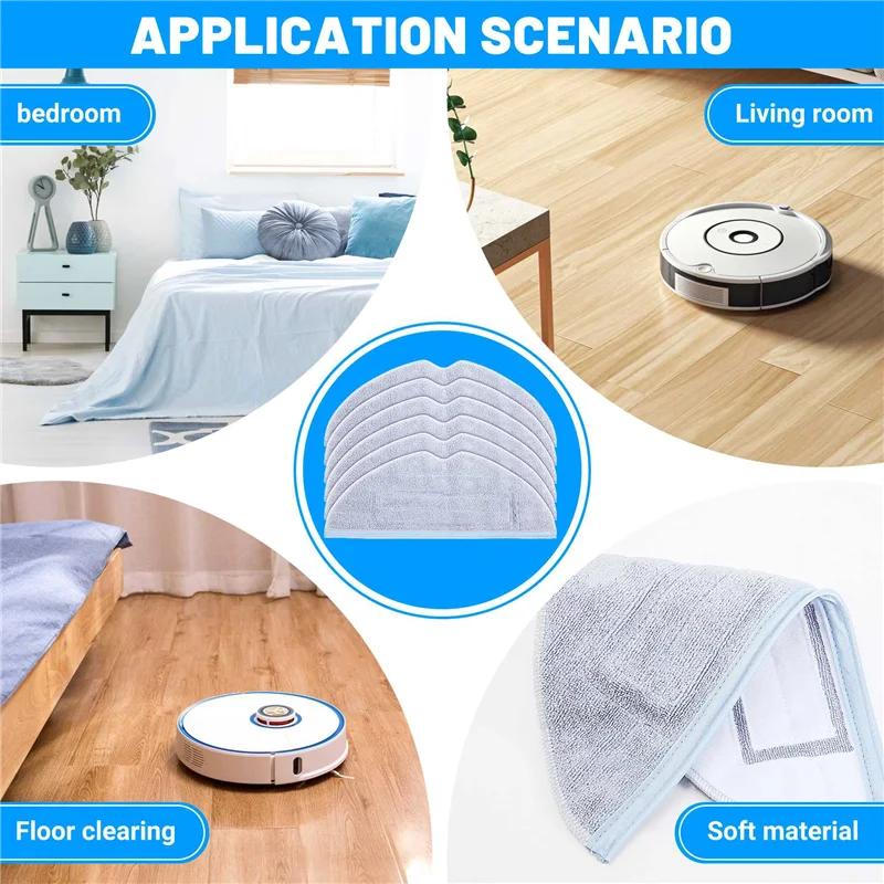 ABRG-Bantalan Pembersih Pakaian Pel Serat Mikro Pengganti untuk Roborock T7S T7S Plus S7 Aksesori Penyedot Debu 6 Buah