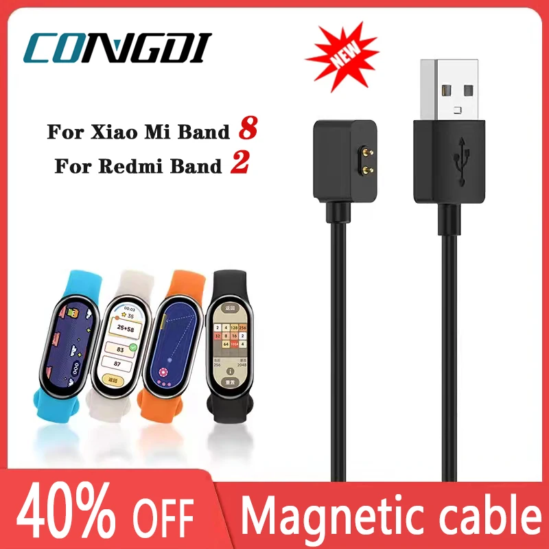 1m Magnetic Charger For Xiaomi Mi Band 8 Redmi Band 2 Charging Cable USB Smartwatch Charger Base Adapter For Xiaomi MiBand 8 NFC