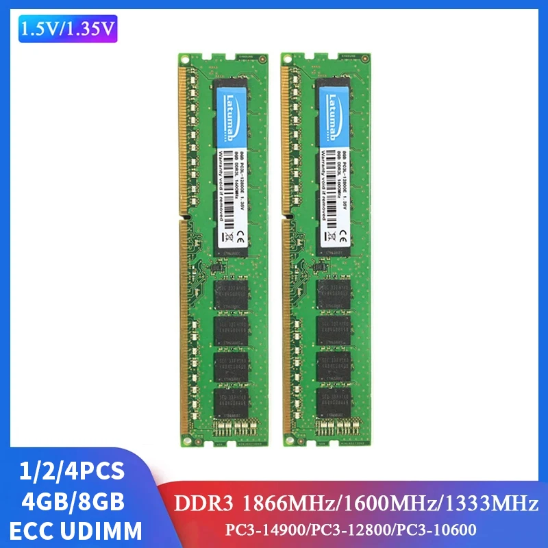 

1/2/4PCS Latumab Server ECC RAM DDR3 4GB 8GB 1866 1600 1333MHz Workstation Memory 1.35V / 1.5V ECC UDIMM PC3-12800E PC3L-12800E