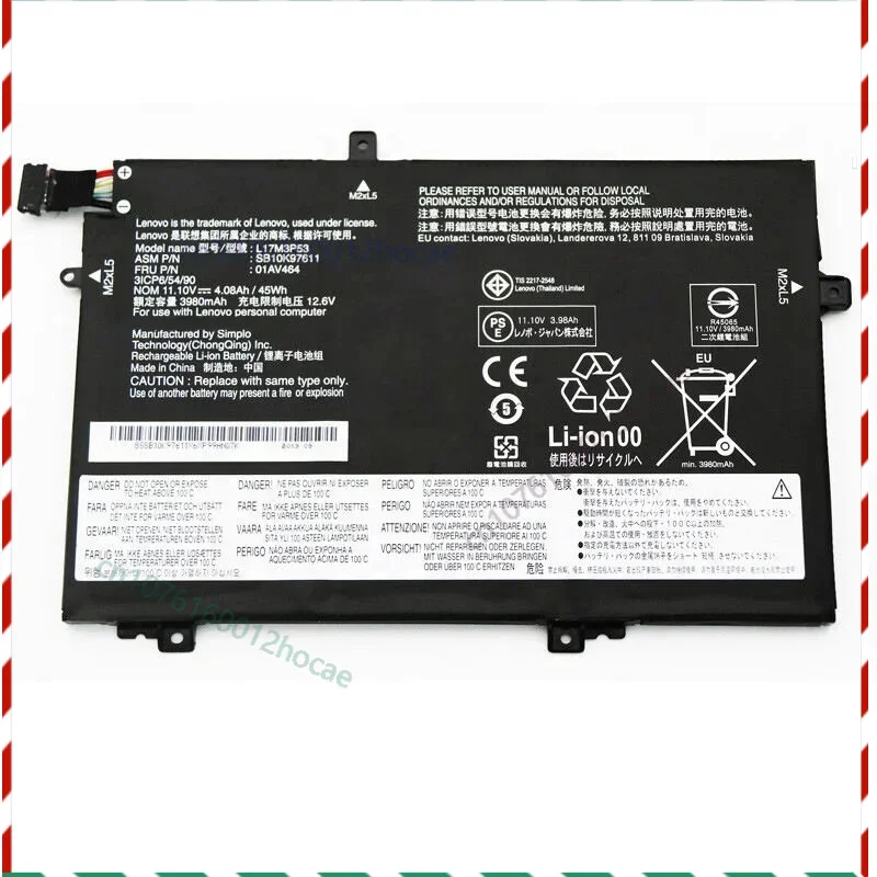 

Laptop Battery For LENOVO 5B10W13895 5B10W13896 5B10W13897 ThinkPad L480 L580