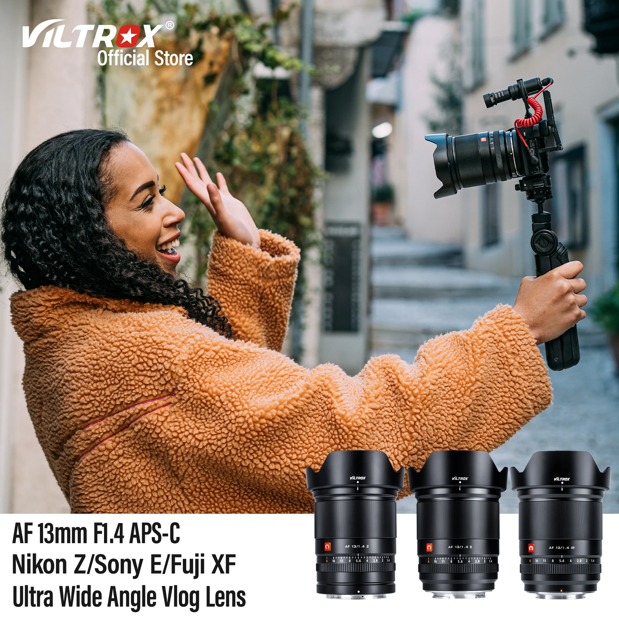 VILTROX 13mm dla Sony E Nikon Z Fuji X mocowanie obiektywu F1.4 duża przysłona Auto Focus kąt bardzo szeroki APS-C Vlog obiektyw aparatu