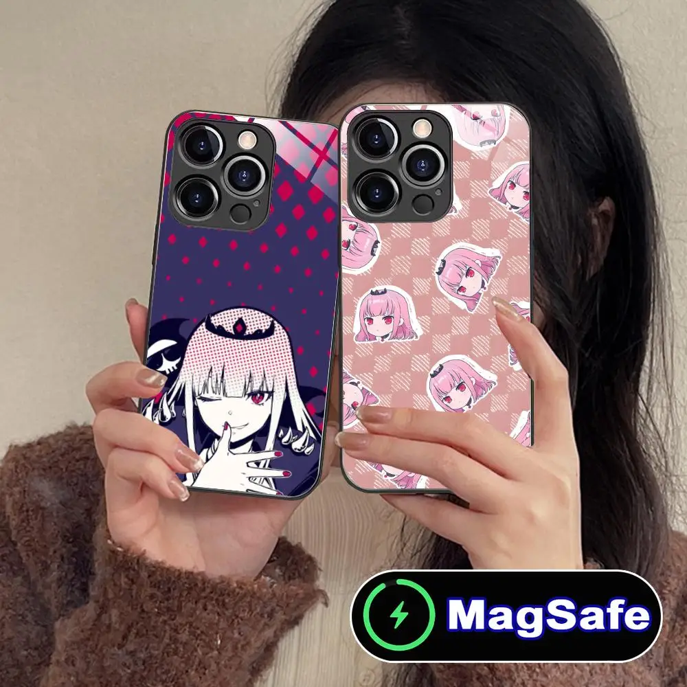 

Чехол для телефона Anime Mori Calliope для iPhone 17 16 15 14 13 12 11 Air Pro Max Plus Mini, стеклянный, цветной, с поддержкой MagSafe, красивый