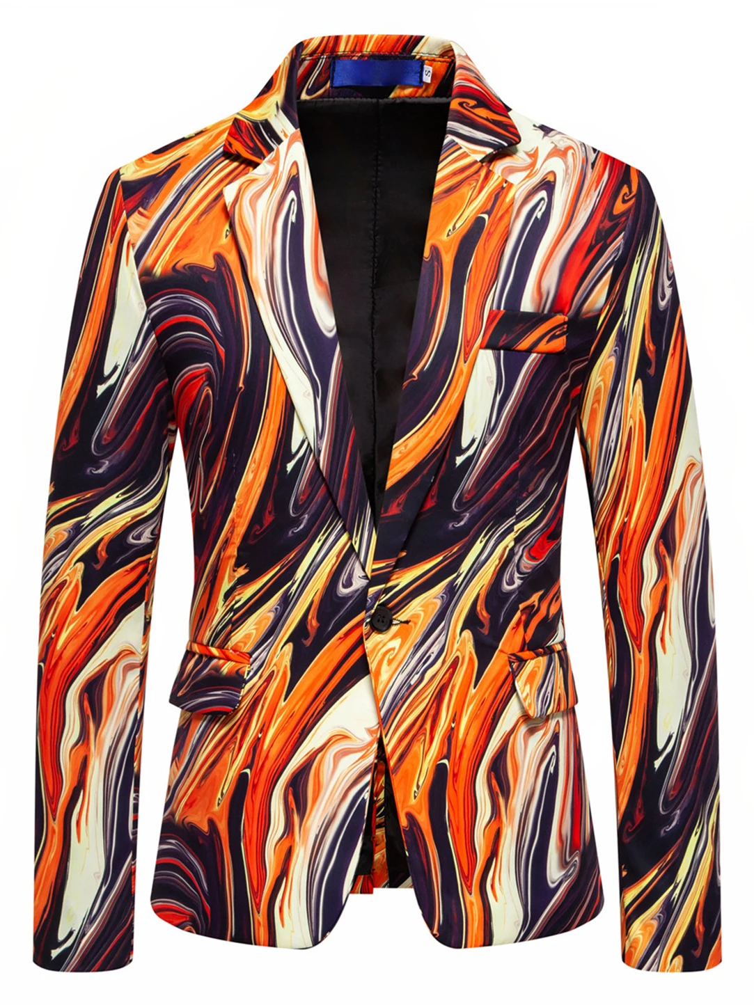 

Мужской костюм Jaet с модным принтом для выступлений на сцене, повседневное пальто из смеси полиэстера с длинными пуговицами, украшенное пальто