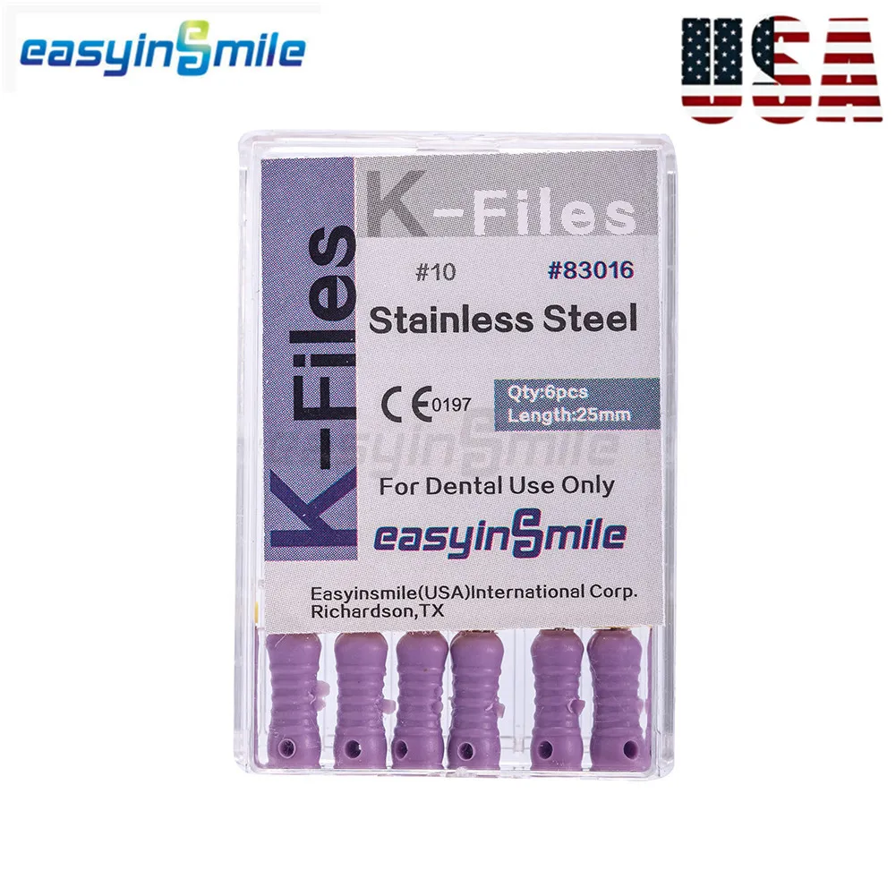 1Pack EASYINSMILE Dental Hand Use K-Files Stainless Steel Endodontic Root Canal Files 25mm Dental Lab Instruments Dentist Tools