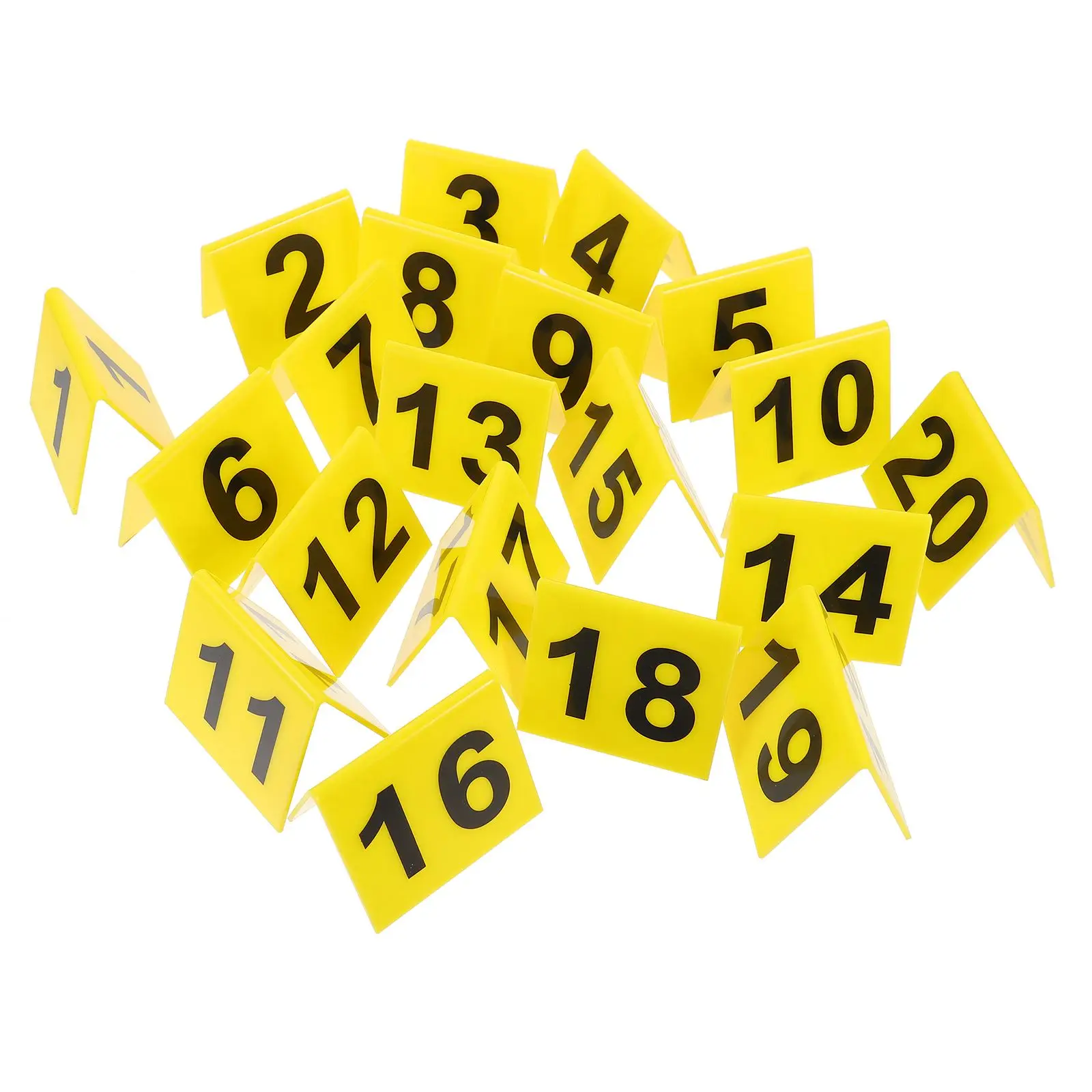 

20 Pcs Acrylic V Shape Number Plates Double Sided Table Markers Restaurant Party Scene Evidence Game Supplies Yellow Black 5 5x6