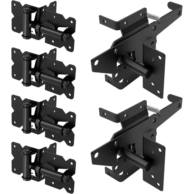 

Stainless Steel Gate Hardware Kit, Self Closing Gate Hinges and Latch, Rust Proof, Use for Vinyl Fence Gate and Wood Fence