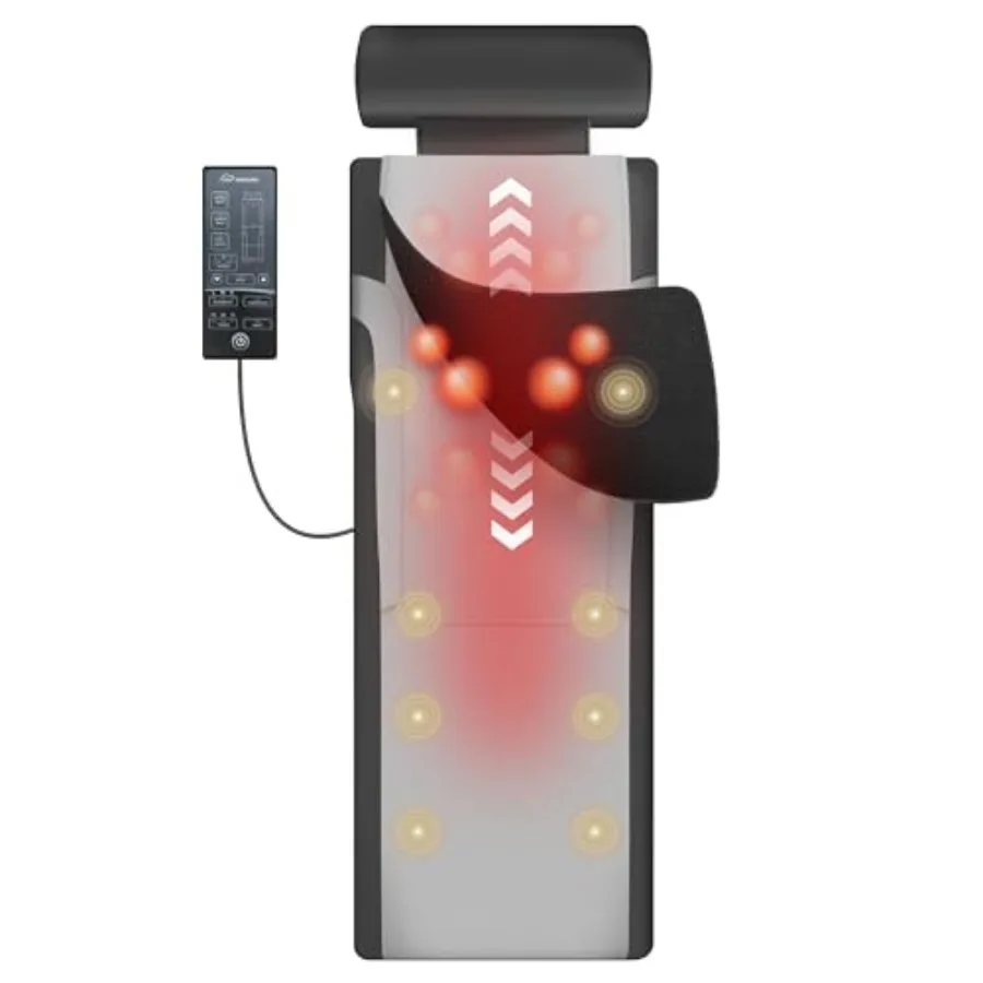 

Массажный коврик для всего тела с подогревом и вибрацией для дивана, кресла-реклайнера, кровати, глубокий массаж, шиацу, облегчение боли в спине, черный цвет, идеальный подарок