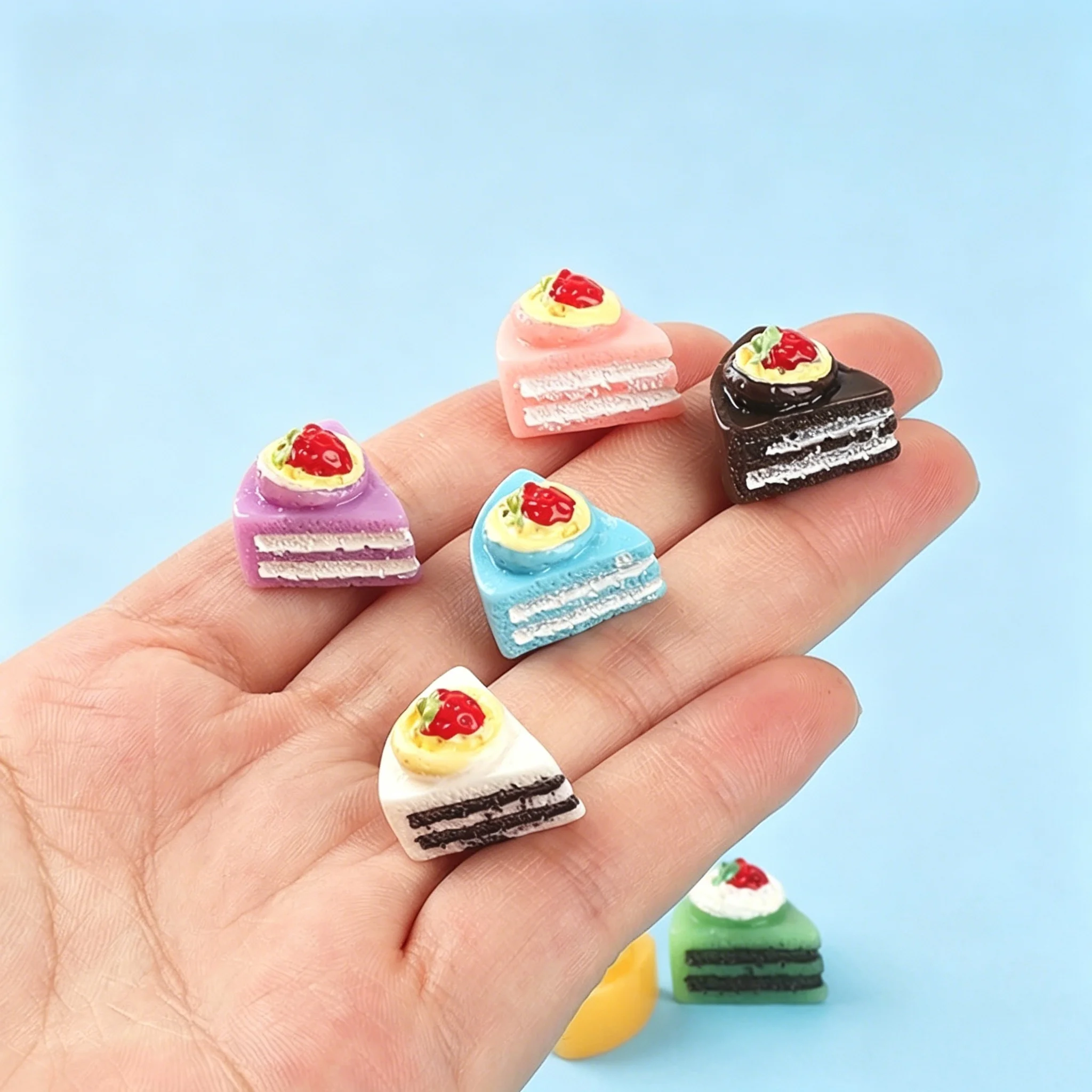 10Pcs 3D Mini Layer Cake Resin Cabochons, Fake Food Charms