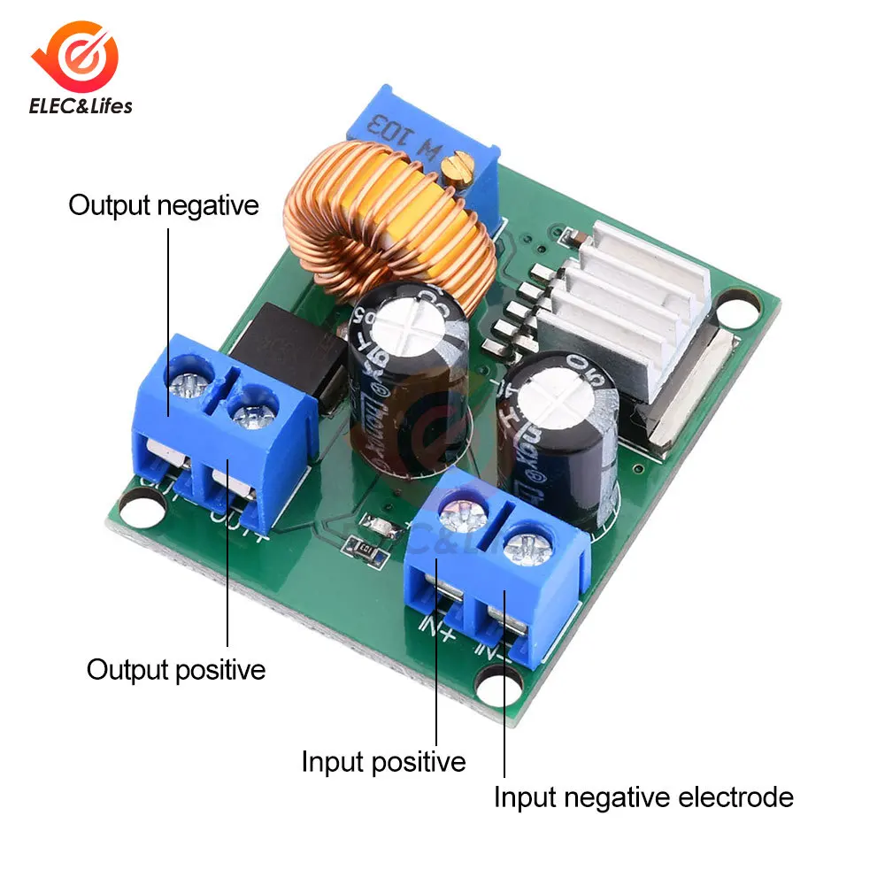 DC-DC 4-38V To 1.25-36V 5A 75W Adjustable Buck Power Module High-power Step-down Voltage Regulator Board With Heat Sink