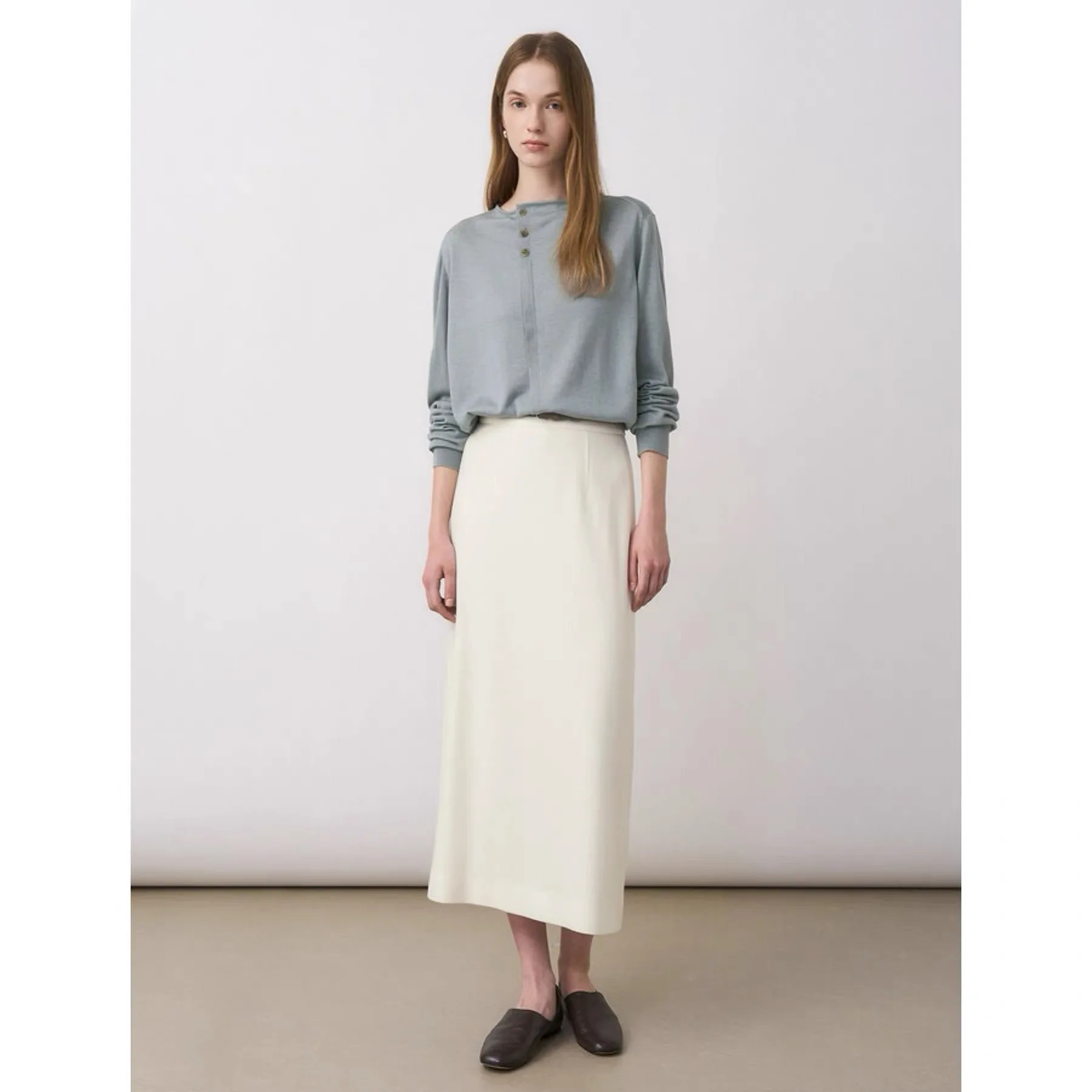 

Lime Faraway Spring Minimalist round Neck Half Open Knitwear Long Sleeve Skin-friendly Versatile Women's Commute Style Loose Fit