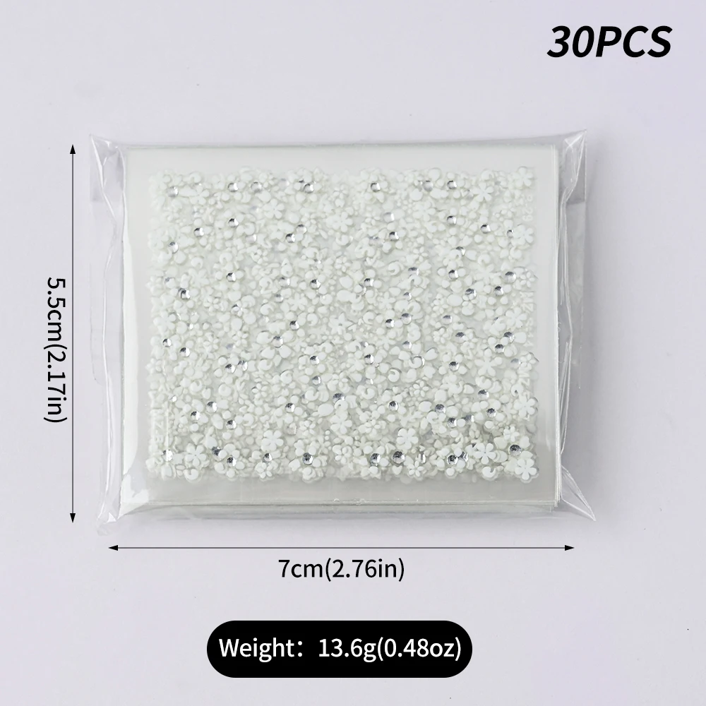 30 ชิ้น 3D ดอกไม้สีขาวสติกเกอร์เล็บเพชรซากุระ/เดซี่ Self - กาวเล็บ Art Decals Elegant ดอกไม้ DIY ตกแต่งเล็บ &
