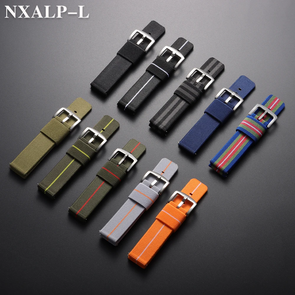حزام مرن حزام ساعة نيلون 18 مللي متر 20 مللي متر 22 مللي متر 24 مللي متر الجيش المنسوجة ل سايكو معصمه الإفراج السريع العسكرية الرجال الرياضة حزام (استيك) ساعة #2