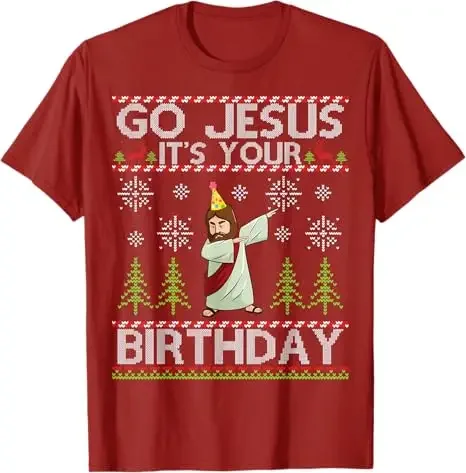 Dabbing Go Jesus It's Your Birthday Merry Christmas Day T-Shirt Men Clothing Daddy Husband Xmas Costume Gifts Funny Saying Tee