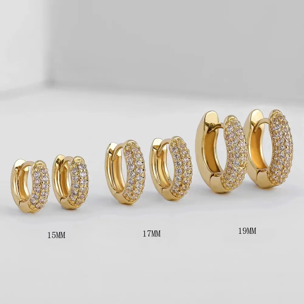 BenS classical round small hoop earrings Brass cubic zirconia hoop earrings Gold Plated Huggie Earrings Jewelry wholesale E54