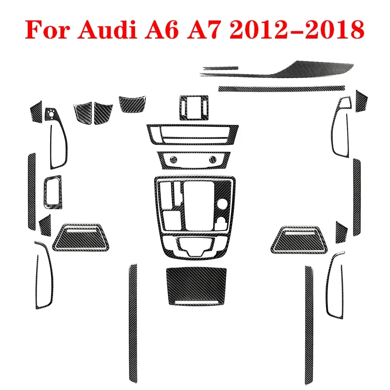 

For Audi A6 A7 2012 2013 2014 2015 2016 2017 2018 Various Parts Carbon Fiber Black Stickers Car Interior Decorative Accessories