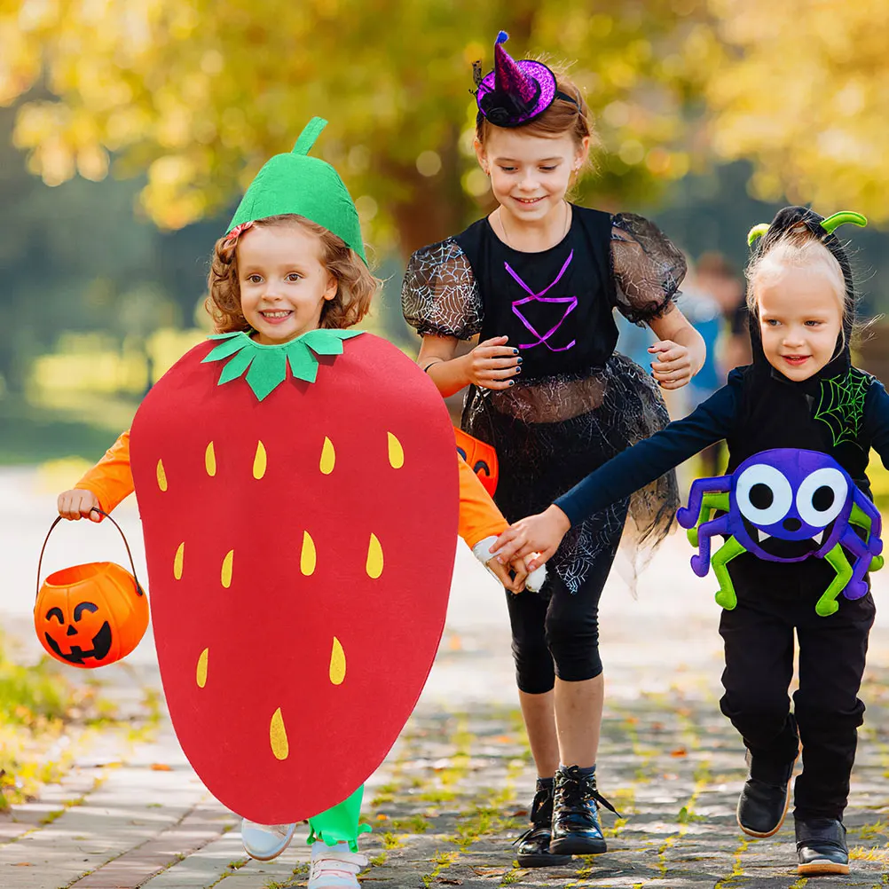 

Strawberry Sitting Fruit Costume Kids Toddler Costumes Non-woven Fabric Halloween 2 Sets Comfortable Adorable