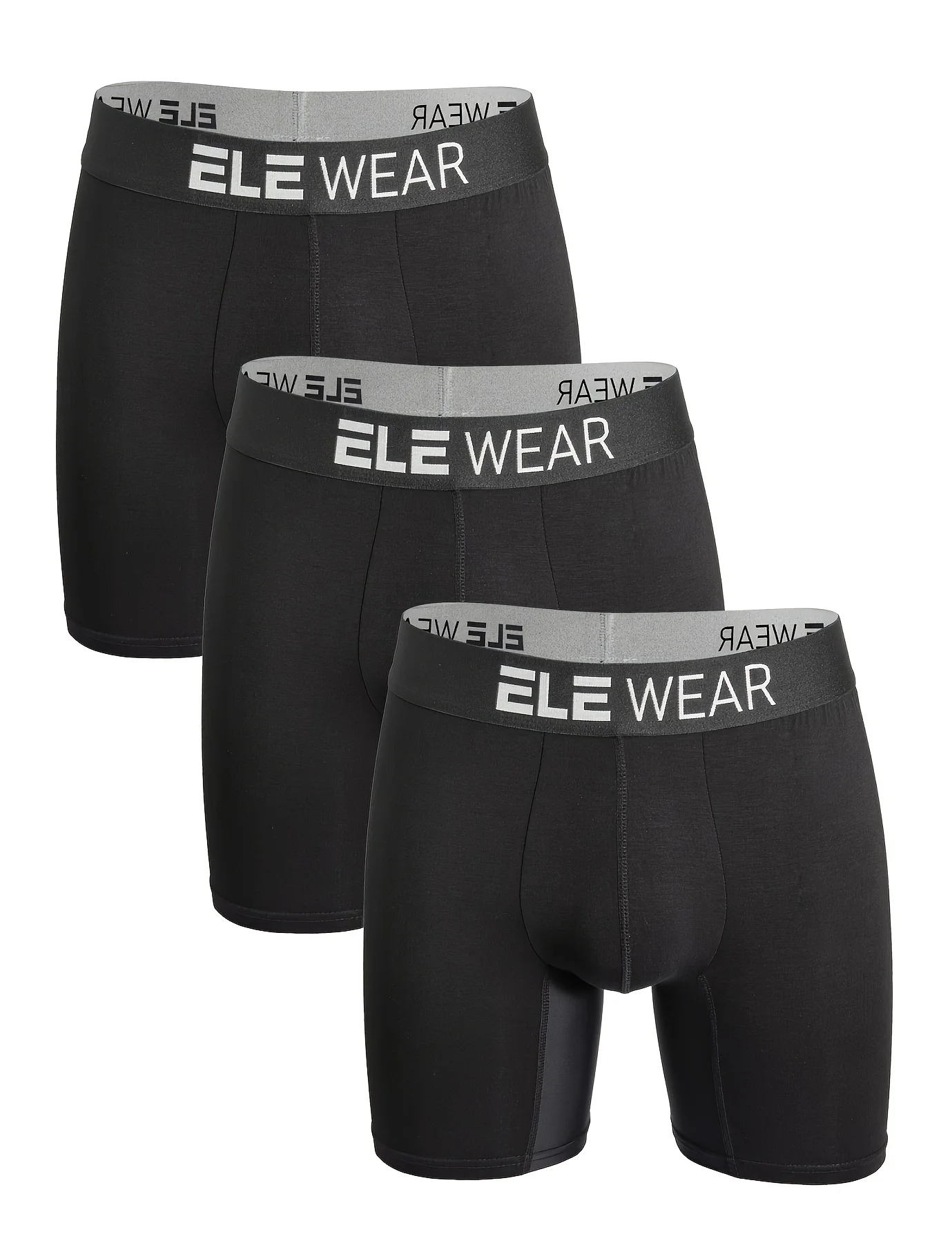 

3pcs Bamboo Men's Underwear Long Sports Underwear, Moisture-Wicking, Boxer Briefs For Men