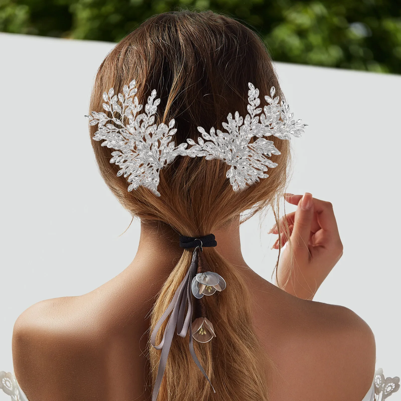 Silver Rhinestone Bridal Hair Comb Handcrafted Wedding Hair Jewelry for Brides Updos Loose Waves Side Swept Styles Crystal