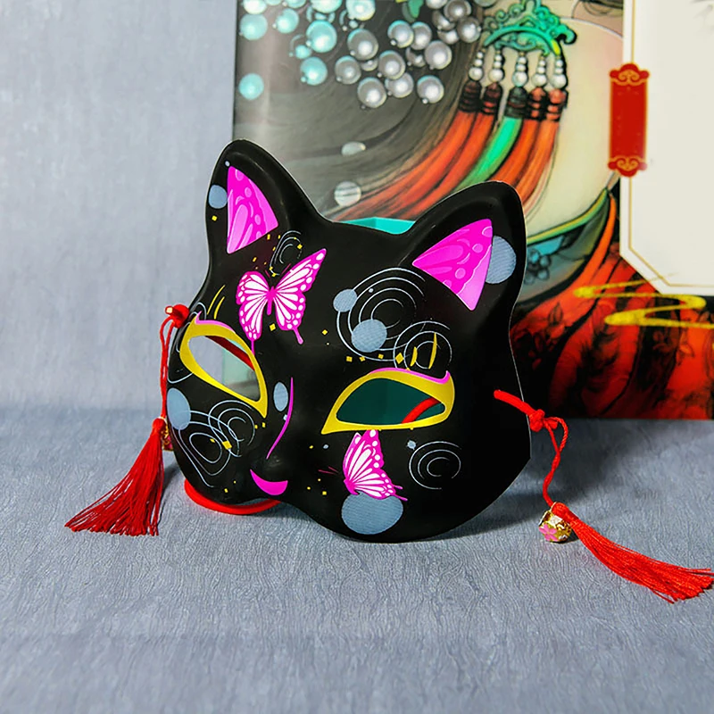 1Pc 18*18*7cm Cosplay Cat Full Face Mask Japanese Style Decorative Makeup Mask Plastic Animal Mask Costumes Props Accessories