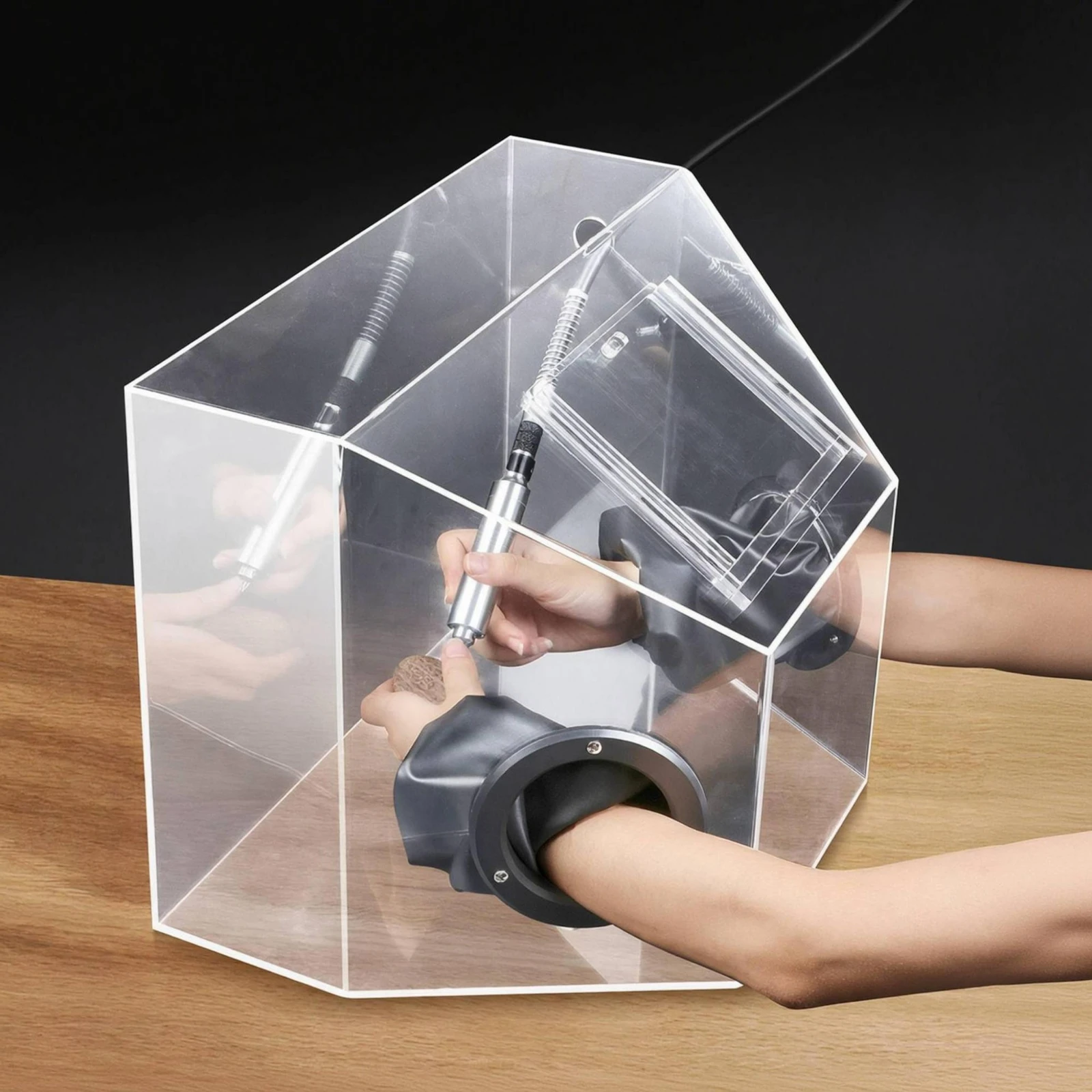 Acrylic Dust Box Glove Ports Dustproof Enclosure