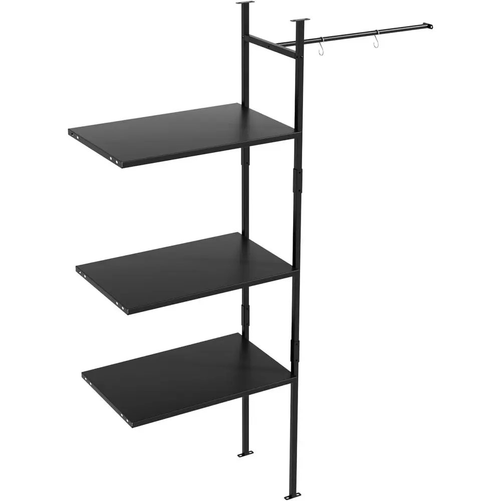 

Металлический стеллажный комплект 62 x 25 x 16 см черного цвета с винтами и гайками для легкой сборки