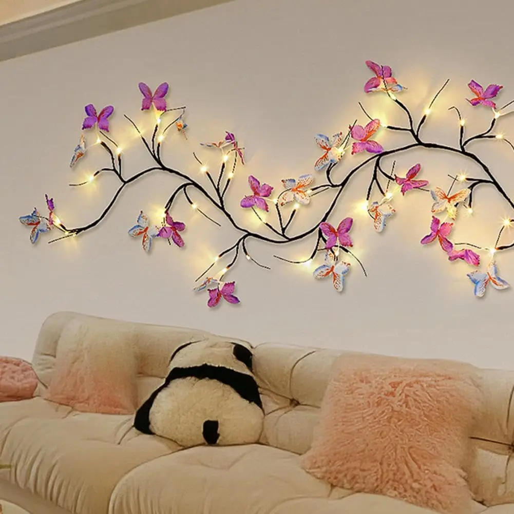 

Светодиодные фонари для ветвей деревьев в виде бабочки для стены, гирлянда из ветки цвету ивы ивы с 30 светодиодными фонарями, 8 режимов освещения для домашнего декора