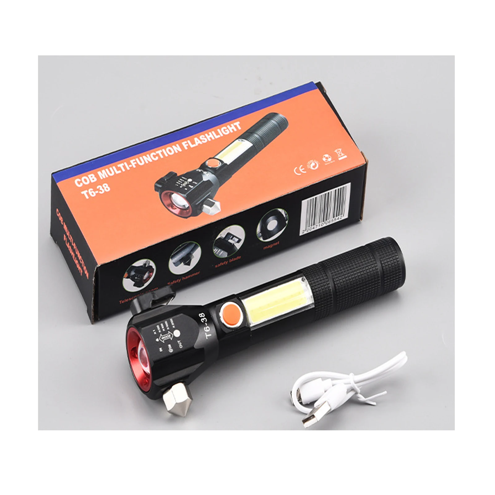 

LED Rechargeable Explosion-proof Flashlight Vehicle-mounted Emergency Hammer Working Light
