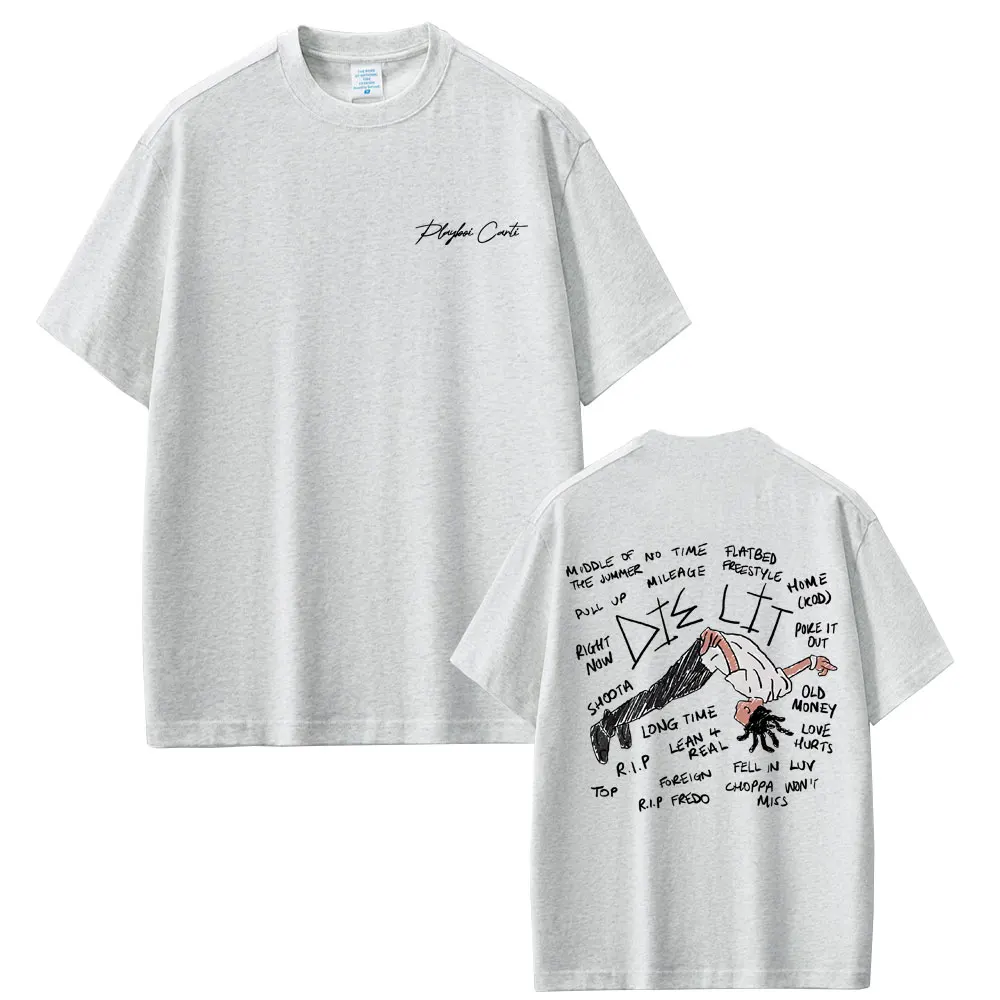 Rapper Playboi Carti Die Lit Graphic T Shirt Opium Vintage Merch T-shirts Men Women Hip Hop Oversized Short Sleeve T-shirt Tops