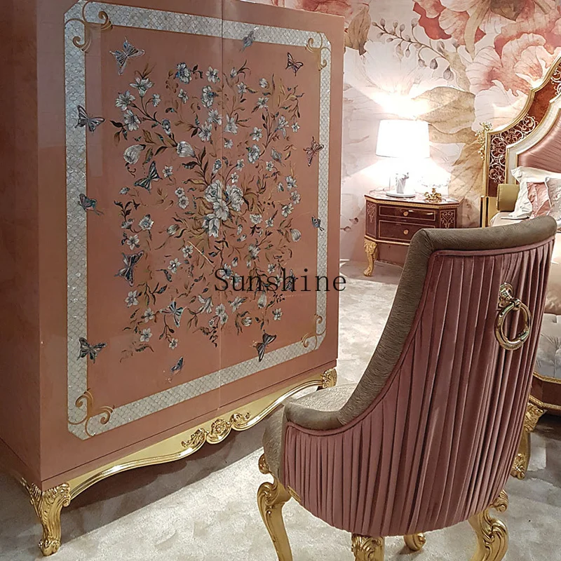 Chinese style decorative cabinet classical veneer shell parquet solid wood furniture