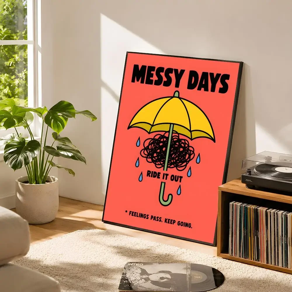 Retro Stress Relief & Self Care Collection Poster Self Adhesive Matte Wall Art Removable Home Room Decoration