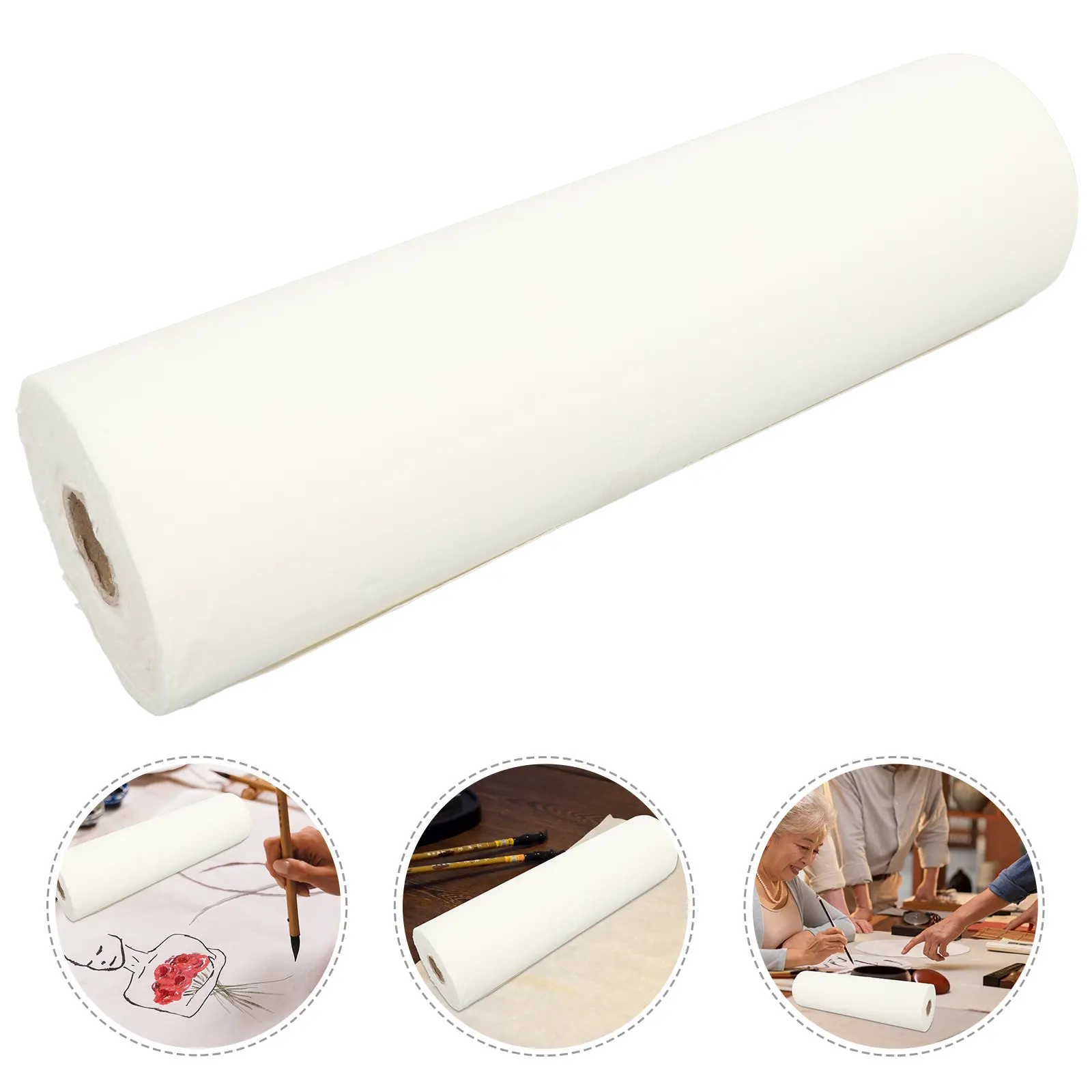 1 Roll Thick Xuan Paper 35Cm X 50M Yellowing Resistant Soft Flexible for Calligraphy Painting Drawing Kids Easel Craft Poster