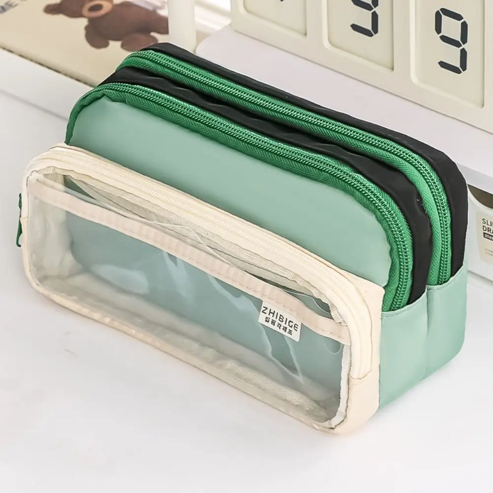 DIY Multi Layer Pencil Pouch Assorted Colors Dust Prevention Pencil Storage Bag Canvas Badge Display Stationery Bag Student