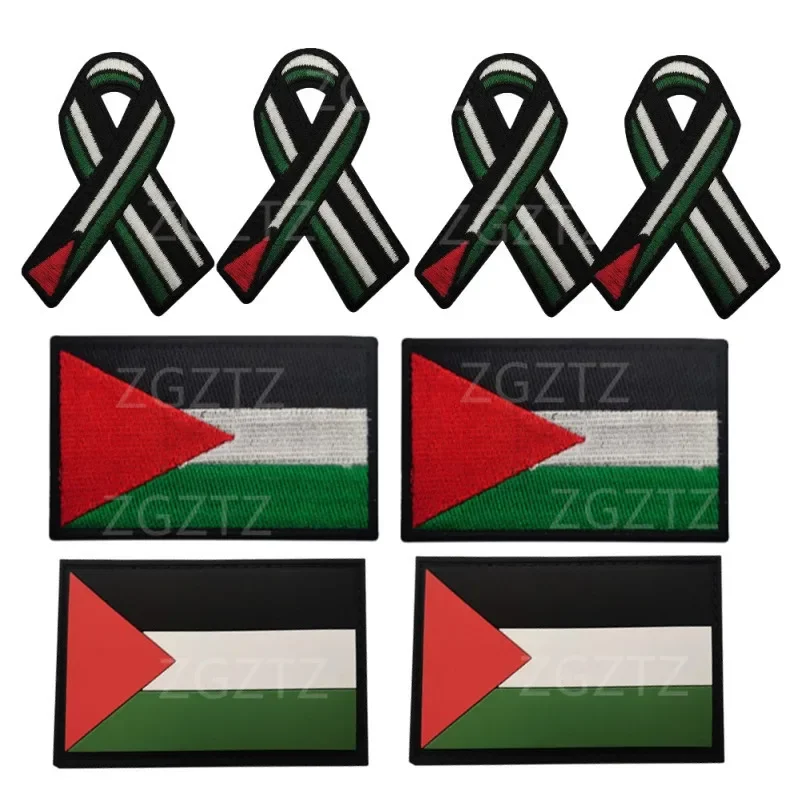 3D PVC Flag Patch fascia da braccio ricamo Patch Hook and Loop ricamo Peace Ribbon Badge strisce dell\'esercito