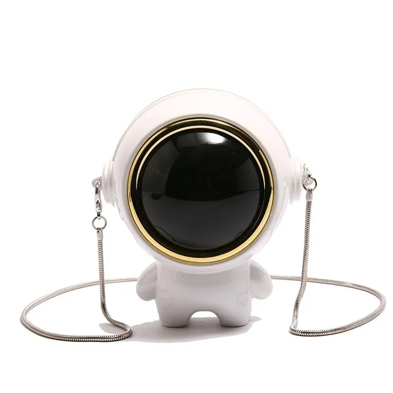

Creative Astronaut Shoulder Bag Personalized Acrylic Long Chain Silver Gold Lady Mini Bag Spaceman Bag Banquet Bag