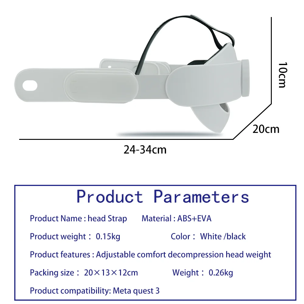 White No breakage Light weight and comfortable Foam padded Adjustable elite strap Head strap for Meta quest 3