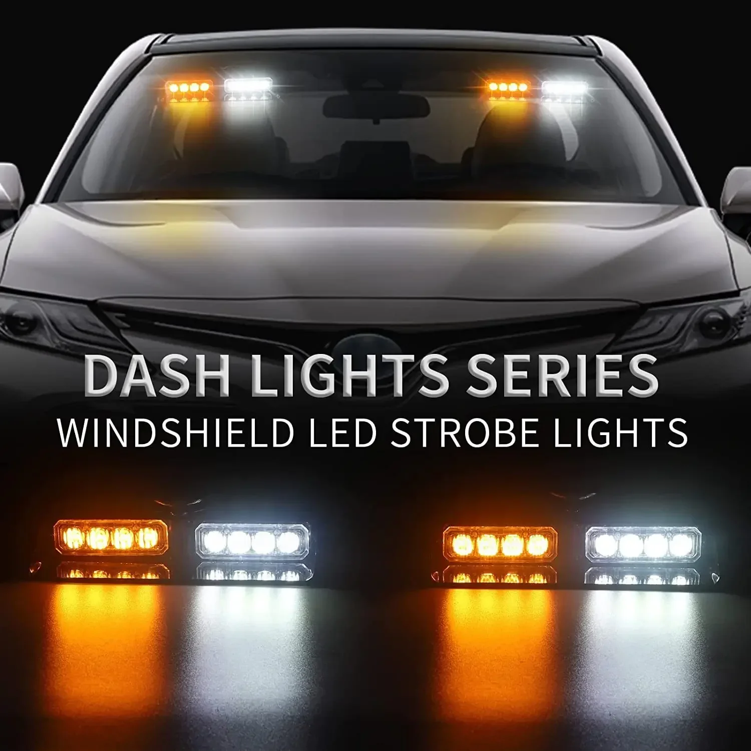 

2 in 1 Front Warning Light Strobe Headlight with 6 Suction Cups 12v