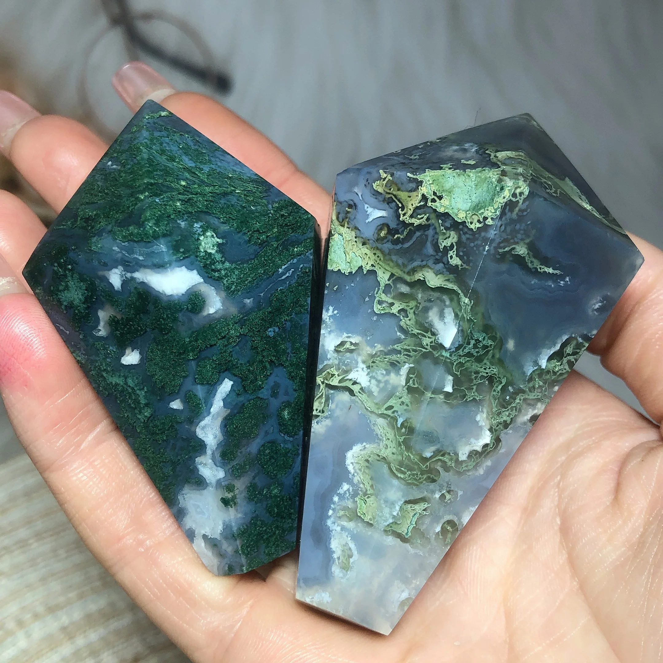 Natural Crystals Moss Agate Cake Tower Geode Polished Reiki Healing High Quality Room Decor Energy Gift