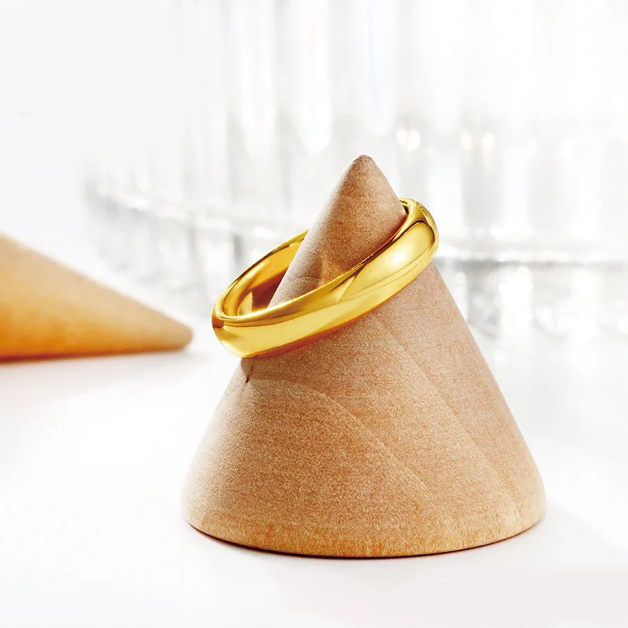 خواتم كلاسيكية ناعمة بدون حجر للرجال والنساء ، مجوهرات عصرية مطلية بالذهب الخالص ، لا النيكل ، أسعار الجملة