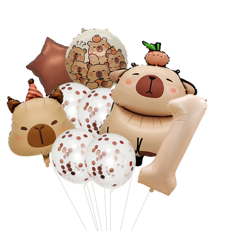Unified Color Capybara Animal Birthday Balloon Garland Set Coordinated Hue Balloons for Neat Scene Layout