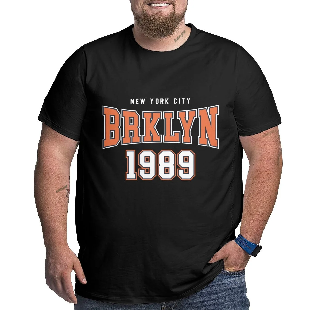 BRKLYN 1989 Graphic T-shirts for Big and Tall Man Plus Size T Shirts for Big and Tall Man Oversize Top Tees 1X-6X Clothing